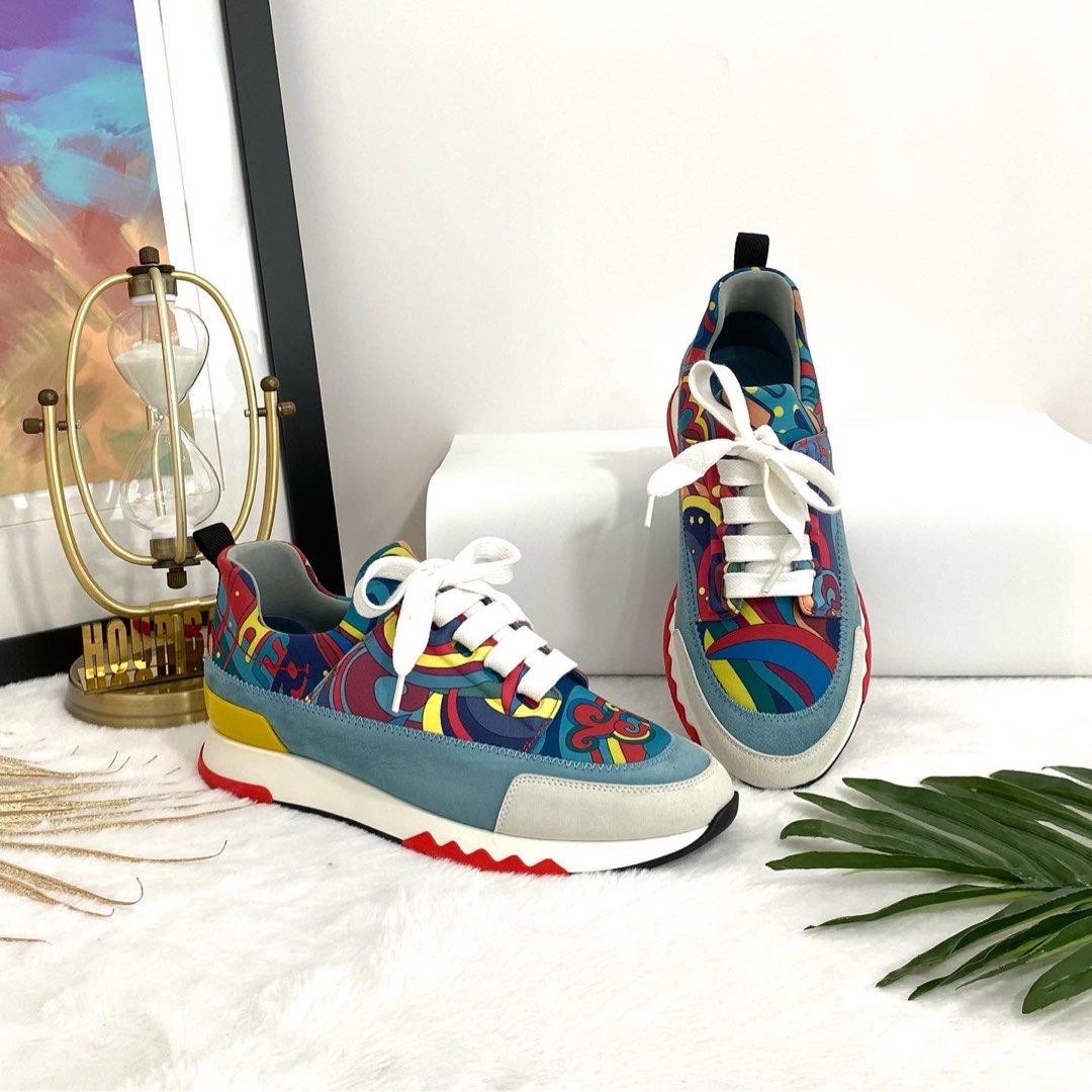 Authentic Hermes Multicolor Knit Calfskin And Suede Addict