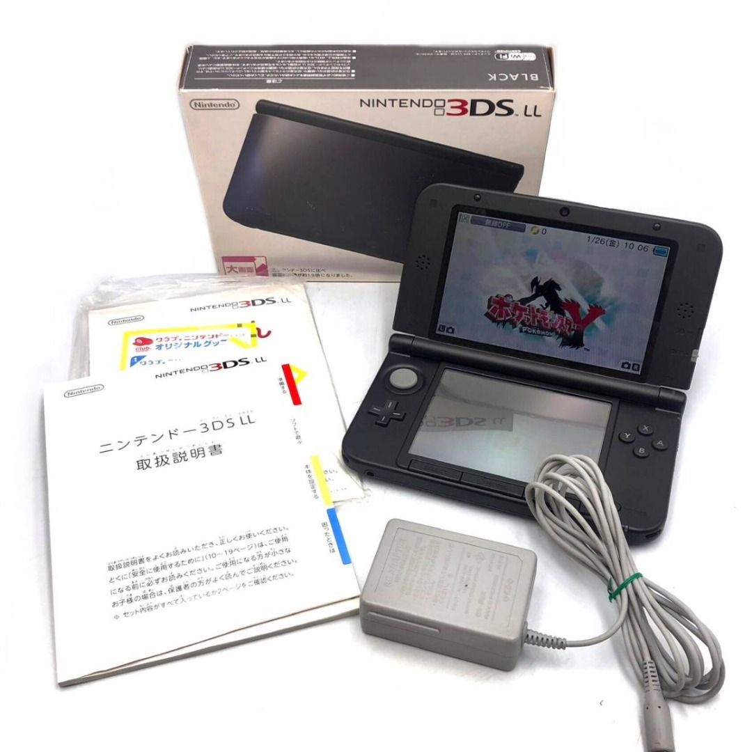 任天堂Nintendo 3DS LL 主機黑色附包裝盒說明書轉接器充電線電子遊戲機