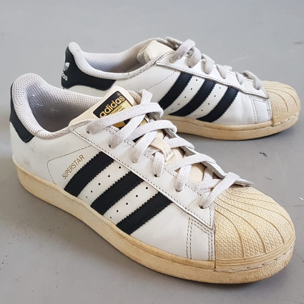ADIDAS Designer Sneakers Off White Leather Shoes Size US 5.5 UK