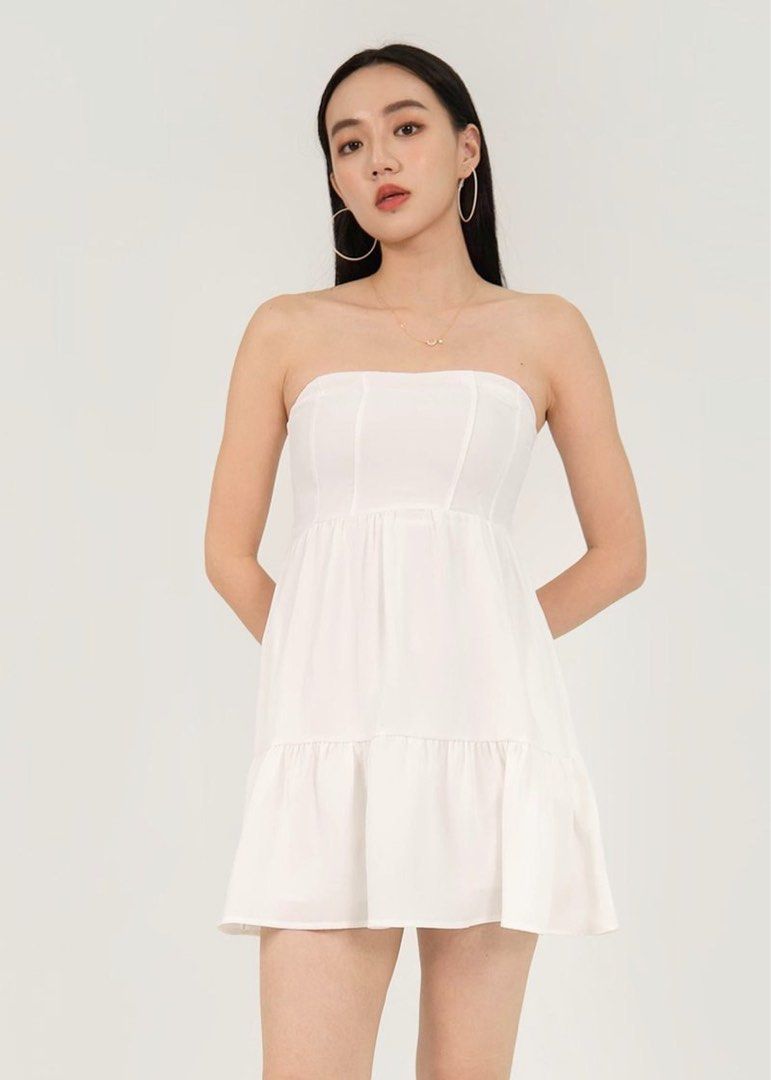 Comfortable white babydoll dress In Various Designs 
