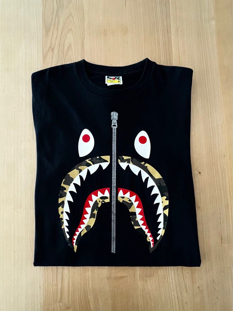 AUTHENTIC BAPE SHARK CAMO Men s Fashion Tops Sets Tshirts
