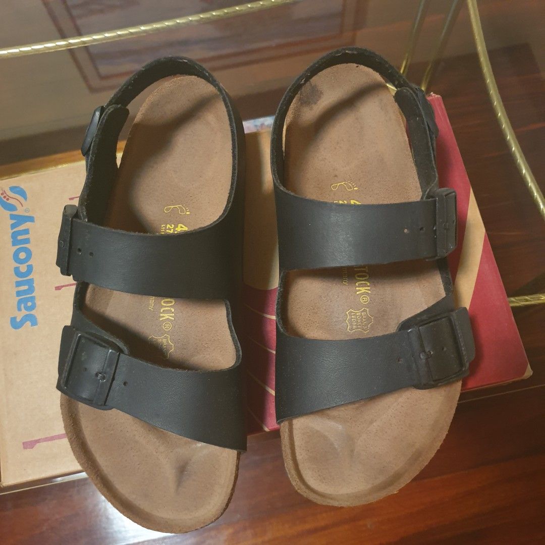 Birkenstock for men (Category: Slippers & Slides) located in Muntinlupa City. Submitted by eiramceegee (Listing ID 1283256575, Image 1). Description: size 42 EU flaw: stain as seen in the photo. no other issue. replacement box only..