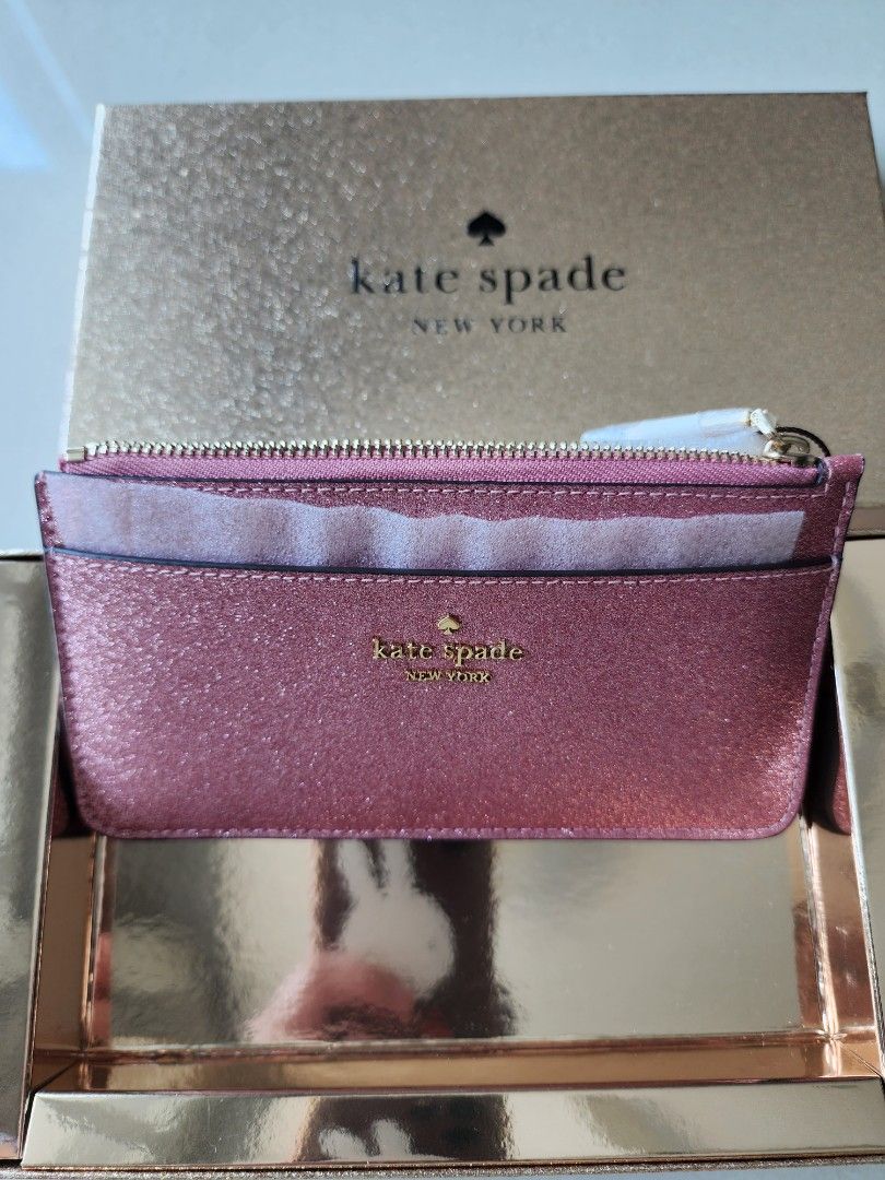 BNIB KATE SPADE GLITTER PINK CARDS SLIM WALLET
