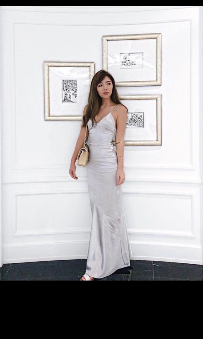 h&m silver maxi dress Silver strappy maxi dress