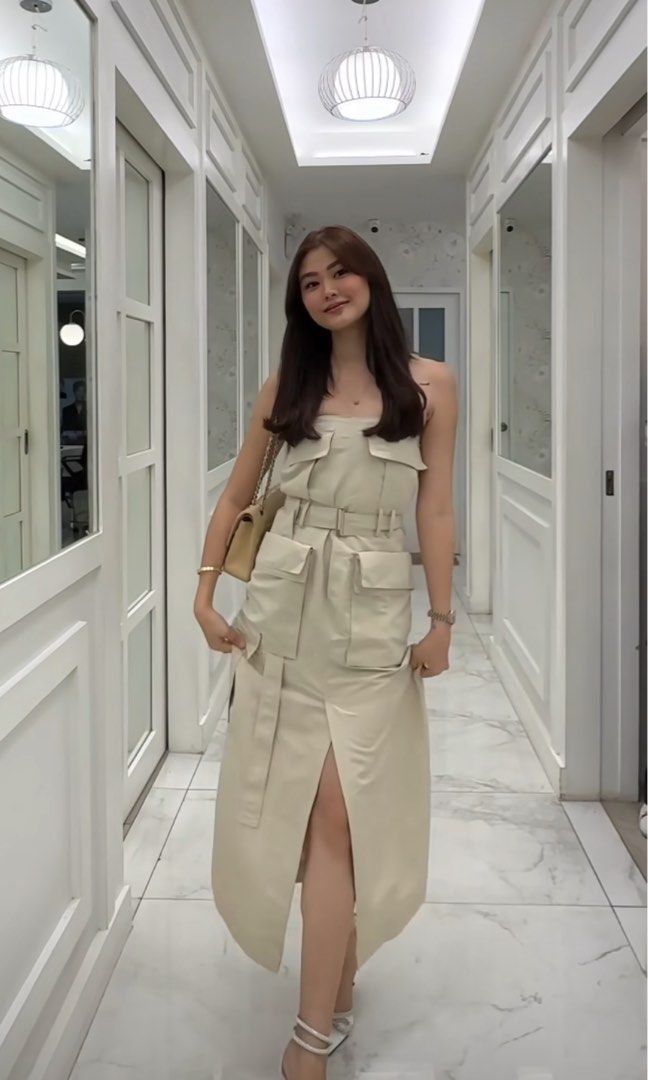 Cargo Style Dress with Slit Women s Fashion Dresses Sets Dresses on Carousell