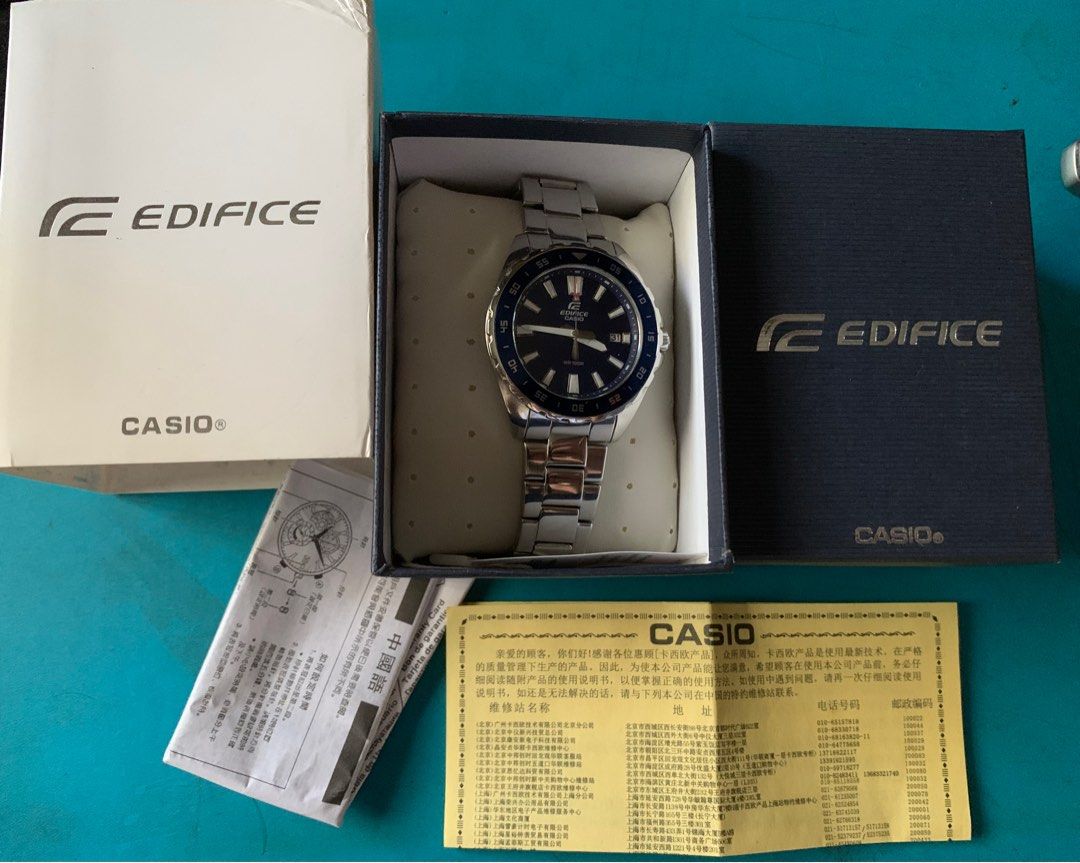 Casio edifice (EFV-130D-2AVUEF) (Category: Men's Watches) located in Naga. Submitted by xkenzero7x (Listing ID 1283242067, Image 2). Description: 4.5k (freeship) pwedi COD/Cash on delivery via LBC pag malayo Casio edifice (EFV-130D-2AVUEF) -Quartz (Japan mov't) -100m Water resistant -Stainless steel -Blue Sunburst Dial -Luminous Dial Markers -Sign Crown -Screw down Crown -Mint condition -All parts original -Complete w/ casio double box and manual