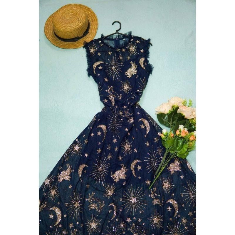 Celestial Dress - Stars and Moon print (Navy Blue), Women's Fashion, Dresses  & Sets, Dresses on Carousell