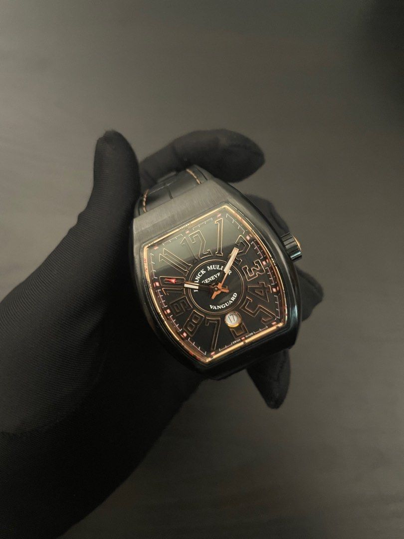 CHEAPEST RARE Franck Muller V45 Vanguard Titanium Rose Gold Black Dial