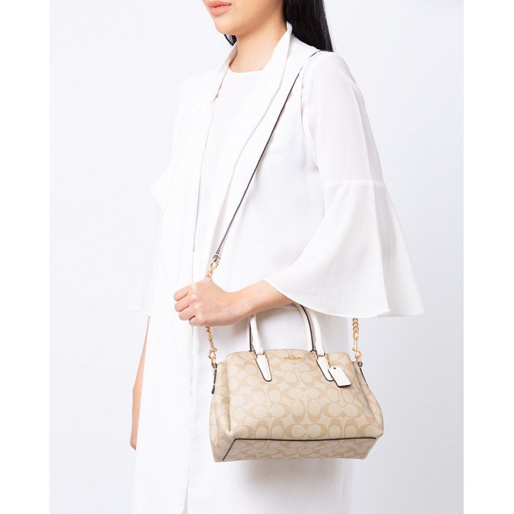 Coach Mini Sage Carryall in Signature Canvas Chalk Women s