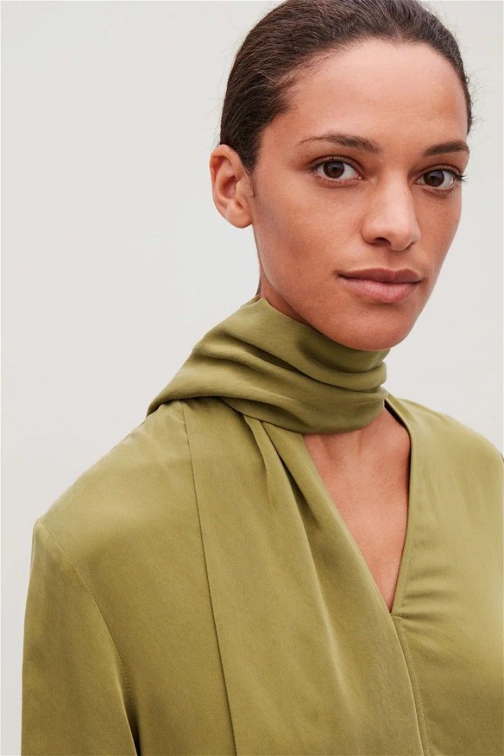 slim fit dress slacks Tie Shoulder Dark Green Summer Dress with Slit – Ohmollydress main image 1