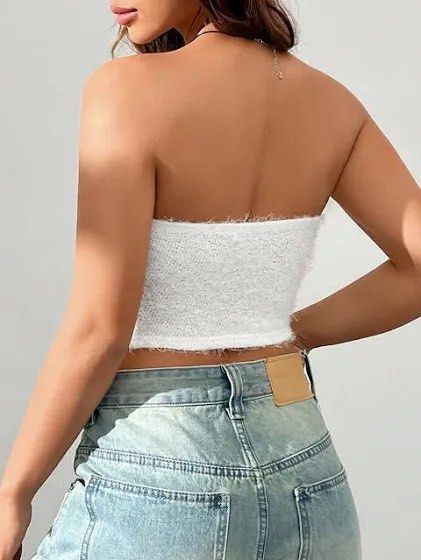 Faux fur tube top shop
