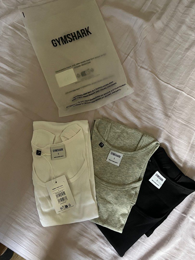 AUTHENTIC) GYMSHARK RIBBED TANK 3PK, Men's Fashion, Activewear on Carousell