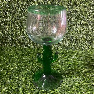 Handblown Art Glass Saguaro Green Cactus Stem Cocktail Wine Glass Made in Mexico, 1pc available - P399.00