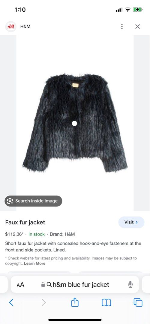 H and m on sale black fur jacket