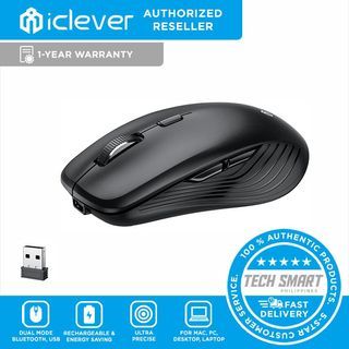 iClever Wireless Bluetooth Mouse, Dual Mode(Bluetooth+USB), Rechargeable Mouse, Multi-Devices Mouse for Small Sized Hands with 4 Adjustable DPI, Silent Clicks for Laptop, iPad, MacBook, Tablet, PC