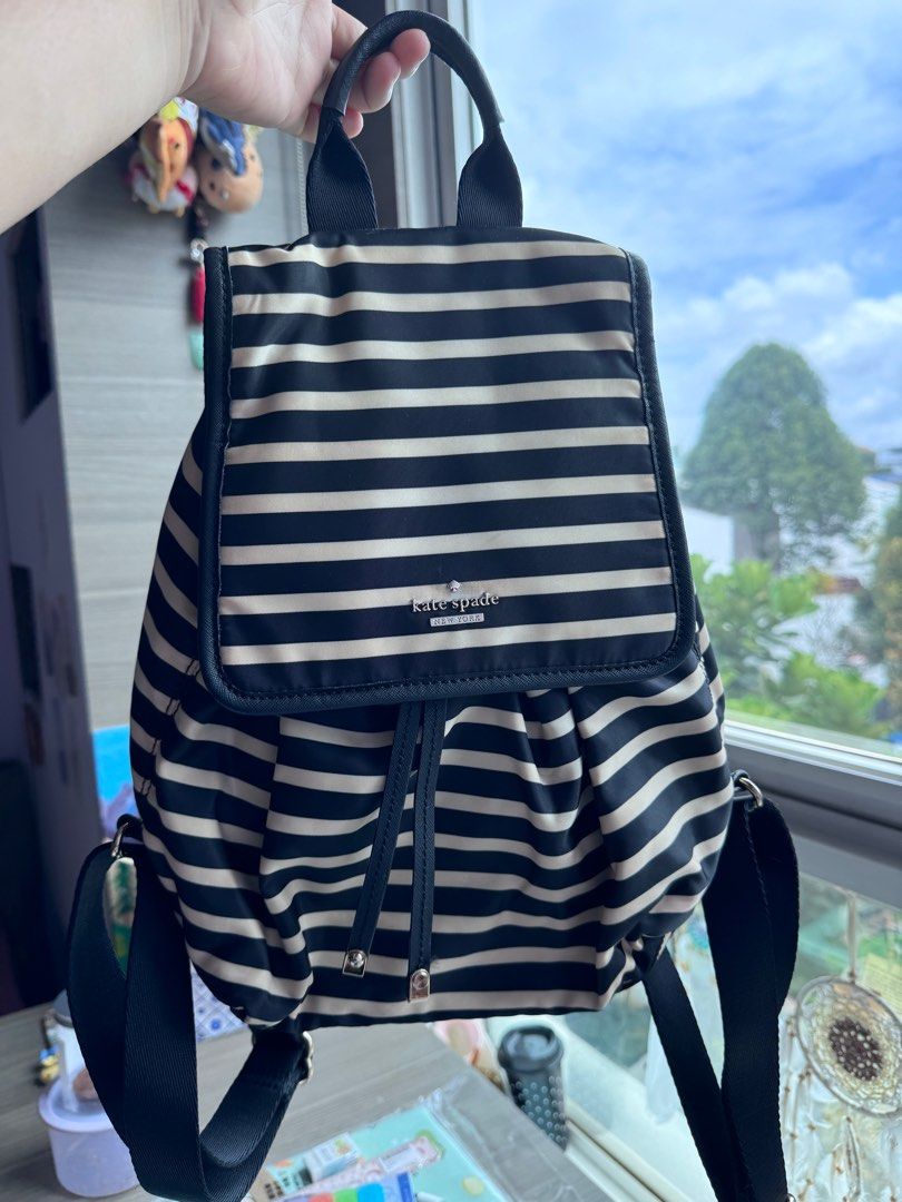 Kate spade striped backpack deals