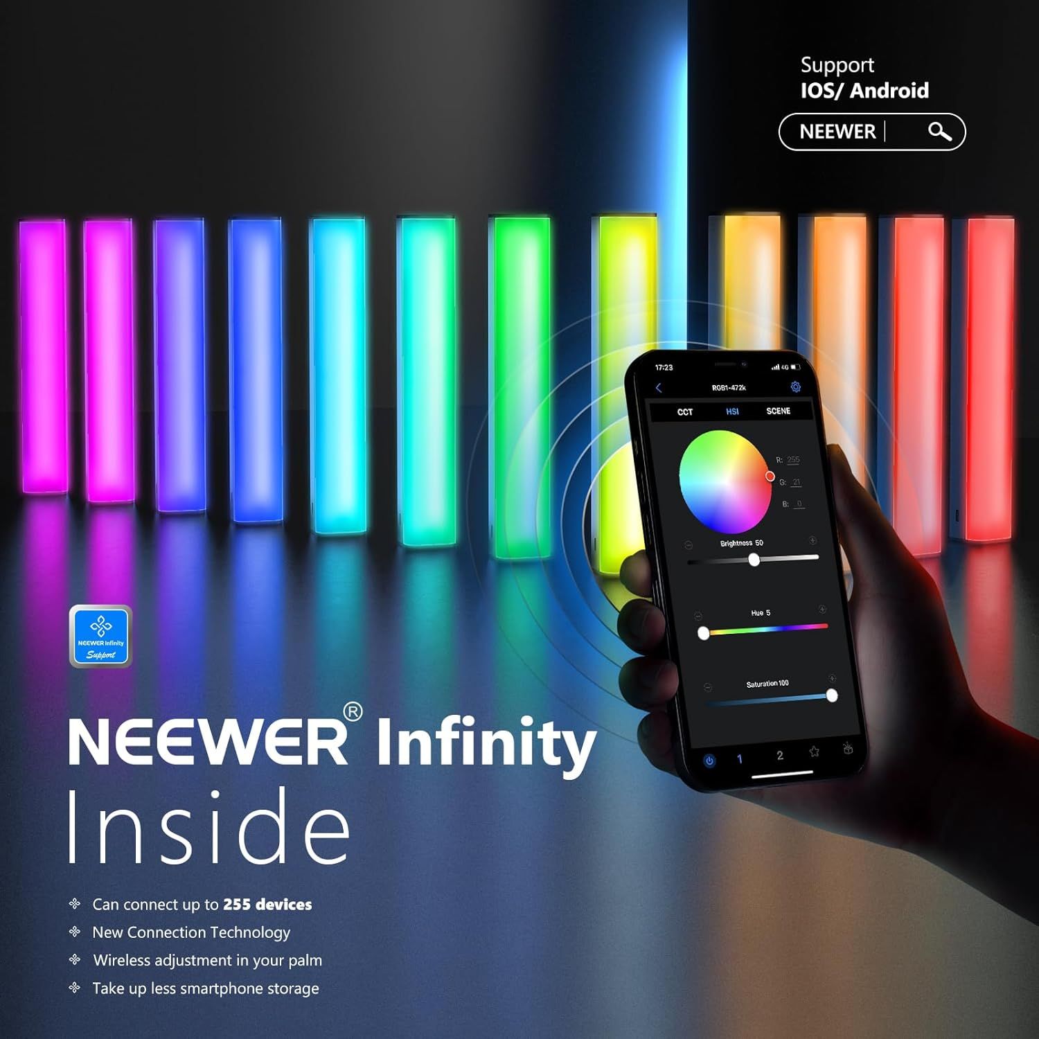 Neewer RGB LED Video Light Stick with Touch Bar & App Control
