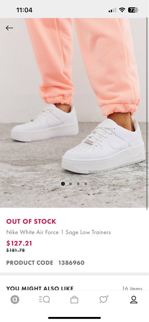 Nike Air Force 1 Sage Low Trainers White Women s Fashion
