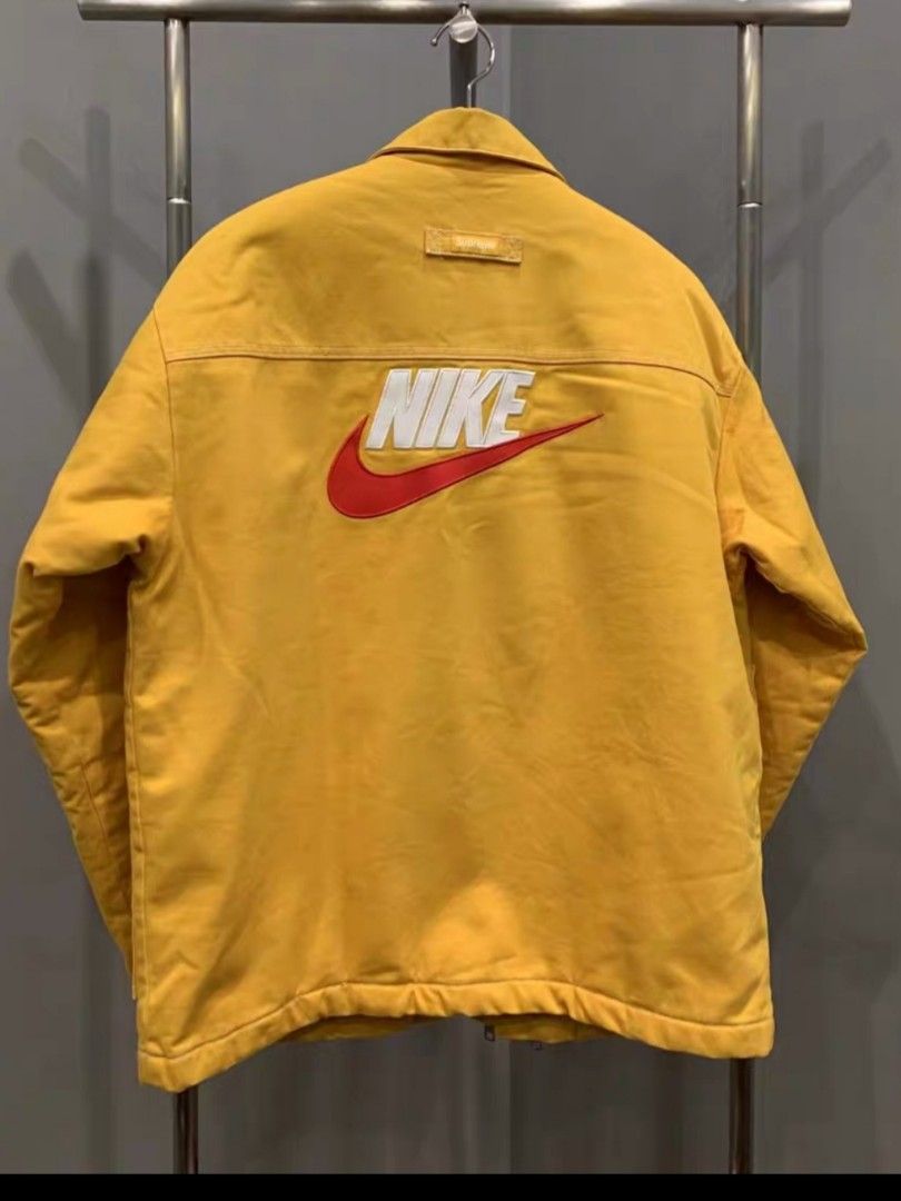 Nike x Supreme Double Zip Quilted Work Jacket Mustard Fesyen Pria