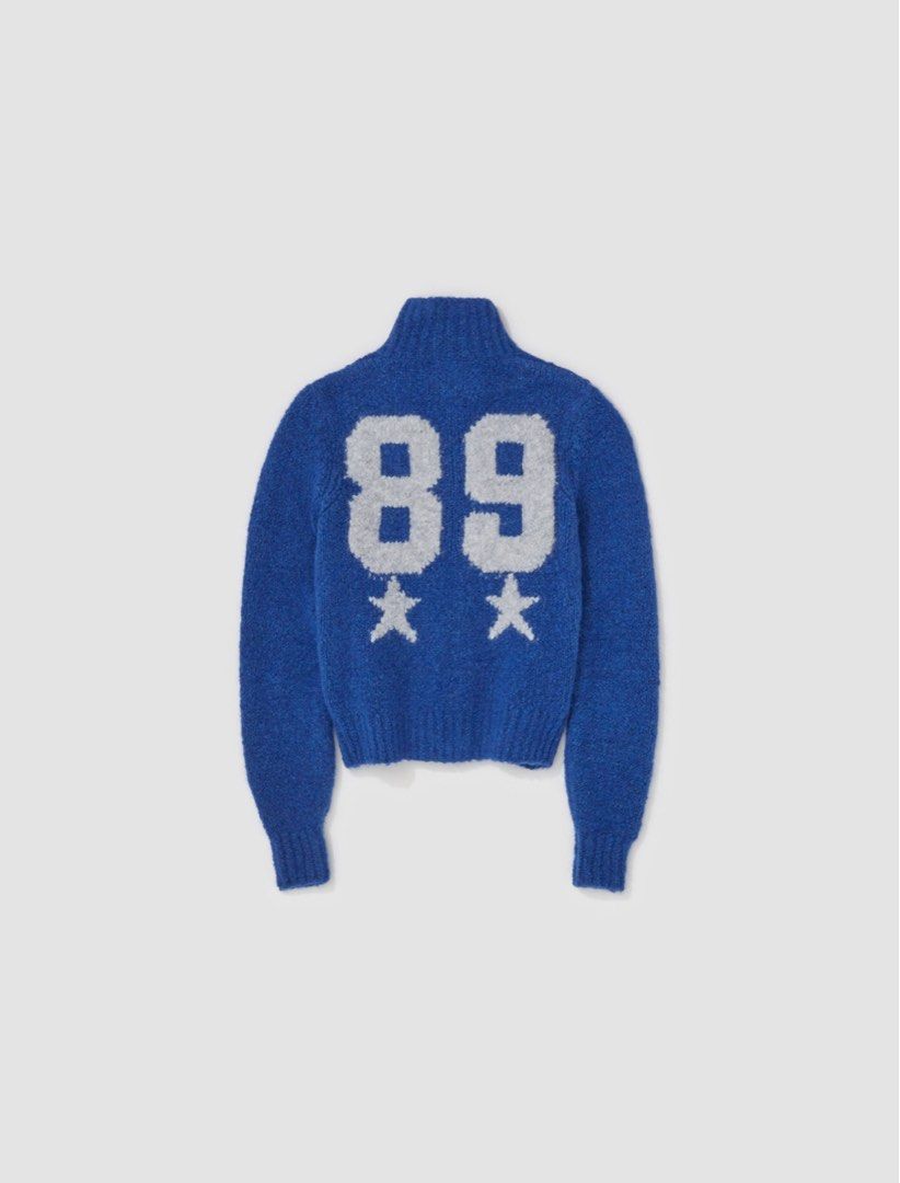palomawool no 1784 / Stadium ニット STADIUM-Grey soft knitted cardigan with '89' intarsia on the