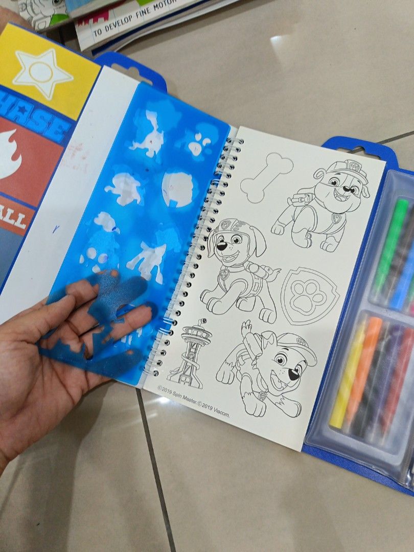 Paw patrol coloring book with marker pen n stickers, Hobbies & Toys ...