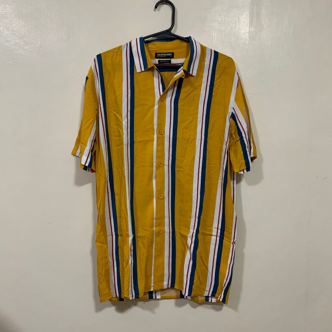 Penshoppe Yellow Striped Summer Polo Men s Fashion Tops Sets