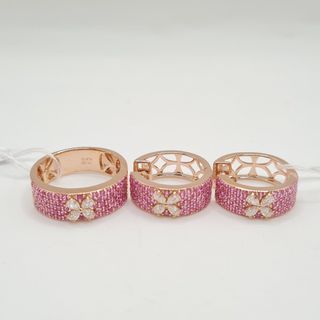 Pink Sapphire and Diamond Set