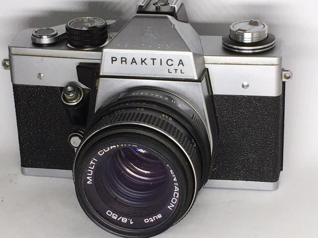 PRAKTICA LTL CAMERA GERMANY (Category: Cameras) located in Las Pinas. Submitted by film101 (Listing ID 1283218419, Image 2). Description: PRAKTICA LTL PENTACON MADE IN GERMANY *with broken TOSHIBA FLASH(not working! Ptsek nyo nalang) *with filter ring glass IT'S a mechanical camera with M42 mount *with pentacon lens multi coating 50mm F1.8 *made in GDR *meter untested! No worries it's mechanical shutter same like spotmatic Condition of camera Wor