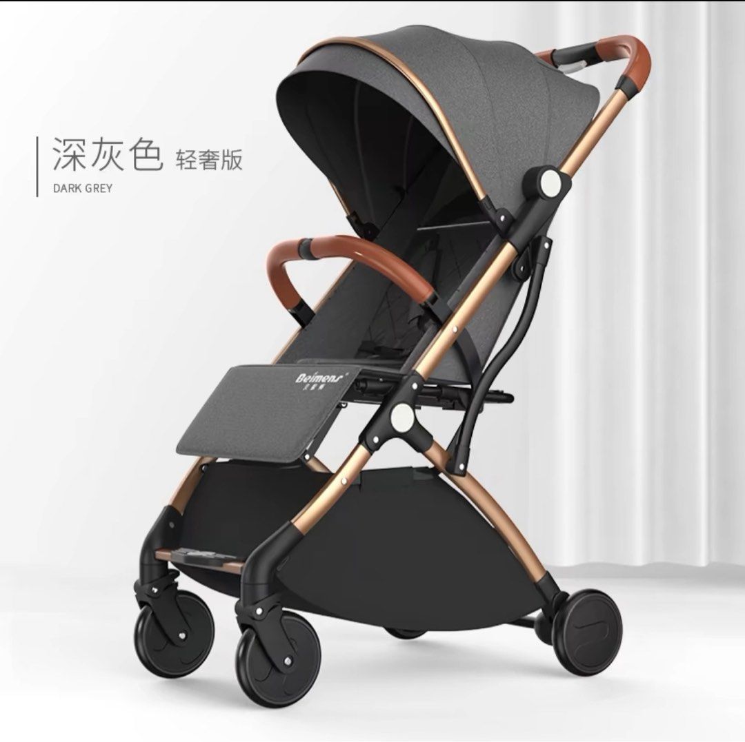 Preloved Stroller grey and gold 0 3 years old Babies Kids