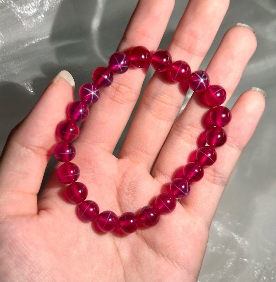 Red star ruby crystal gemstone bracelet