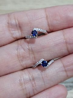 S925 Blue Sapphire Stone Earrings