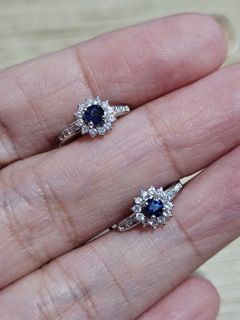 S925 Blue Sapphire Stone Earrings 2
