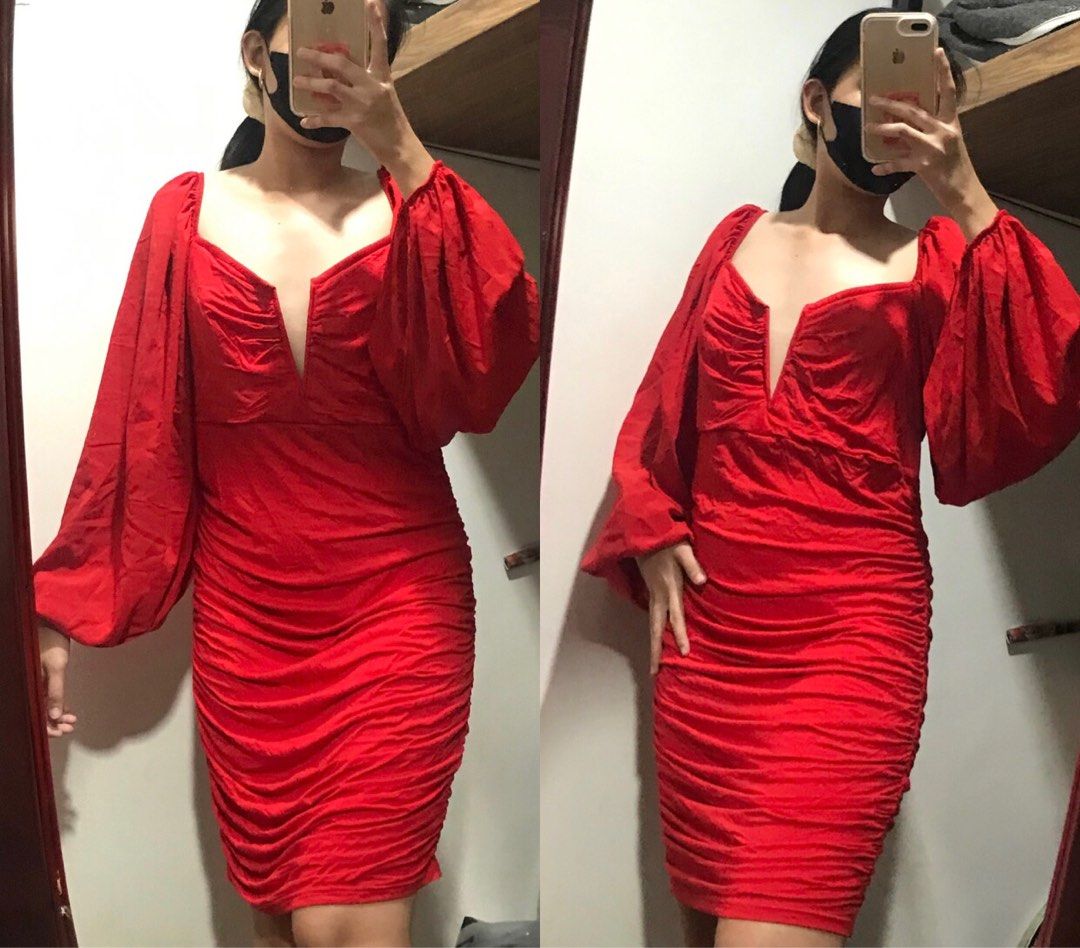 SHEIN CURVE 2XL RED BODYCON SEXY DRESS, Women's Fashion, Dresses & Sets,  Dresses on Carousell