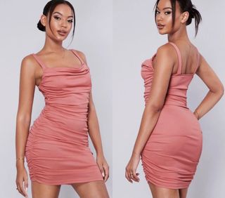 Shape Dusty Pink Satin Wrap Dress