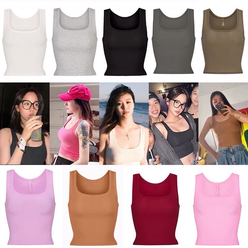 Skims ✰ Soft Lounge Tank Square Neck Crop Top, Women's Fashion, Tops,  Sleeveless on Carousell