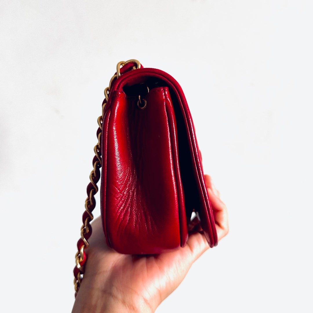 STEAL Chanel Cherry Red GHW CC Logo Mini Single Full Flap