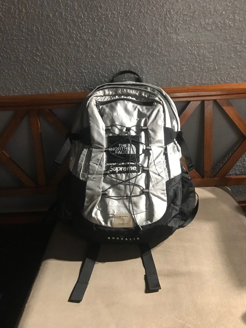 Supreme the north face metallic borealis backpack silver top