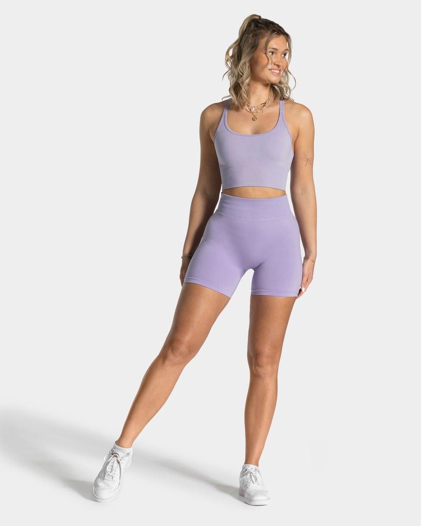 Teveo Statement Booty Scrunch Shorts in Lavender - Size M
