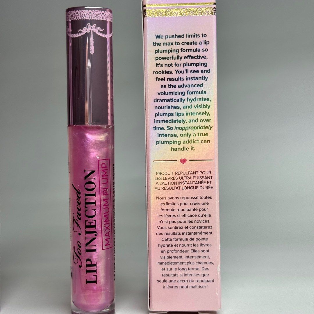 Too Faced Lip Injection Maximum Plump (Category: Makeup) located in Santa Maria. Submitted by grave.ty (Listing ID 1283142942, Image 2). Description: Extra Strength Instant & Long Term Lip Plumper 98% Lips looking re-volumized after 1 week Price per piece! 2 stocks available Authentic 💯 Complete with box See photos for more details 💌Message for orders or offers Shipping via Flash Express ₱60-₱80 pesos shipping fee only .