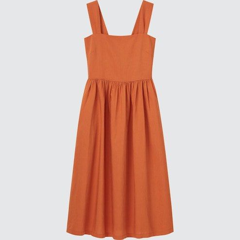 uniqlo orange linen dress Uniqlo linen dress womens
