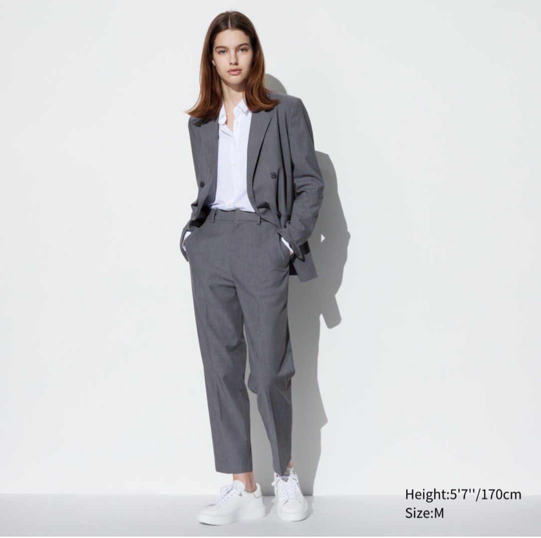 Uniqlo Womens Grey EZY Ankle Pants, Women's Fashion, Bottoms, Other Bottoms  on Carousell