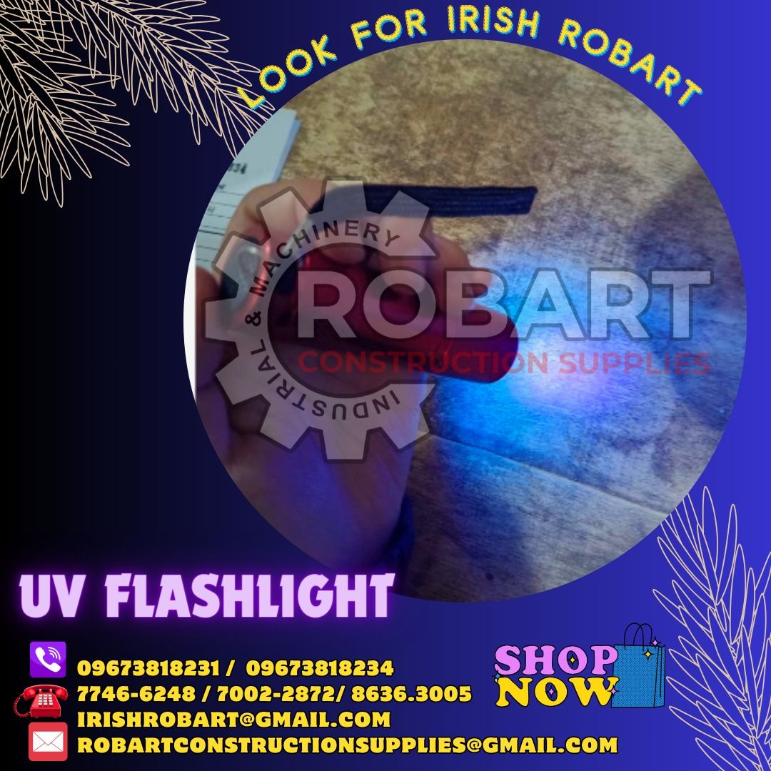 uv flashlight (Category: Construction Tools & Equipment) located in Manila. Submitted by irishrobart_22 (Listing ID 1283171480, Image 1). Description: uv flashlight Red casing SEND US MESSAGE FOR INQUIRIES ‼️‼️ LOOK FOR IRISH ROBART VBR : 0 9 6 7 3 8 1 8 2 3 1/ 0 9 6 7 3 8 1 8 2 3 4 LANDLINE 8-6 3 6 3 0 0 5 / 7 7 4 6 -6 2 4clevis hanger 8 / 7 0 0 2-2 8 7 2 GMAIL: I R I S H R O B A R T @ G M A I L . C O M Office Address: 1405 Yuseco St. Sta Cruz M