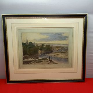 Vintage 13"x15" Watercolor Painting  in solid wood frame from the UK  for 1500 *F136