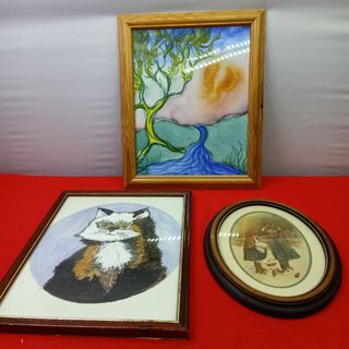 Vintage 8"x"6 Oval wood frame and 8"x10" real artwork from the UK for 650 each *F123
