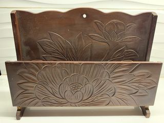 Vintage  Wooden Embossed Mail Organizer for Wall Decorative Mail Sorter Wall Mounted, Counter Top Wooden Mail Holder