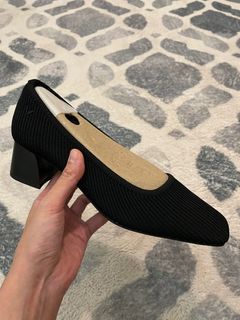 Vivaia Square-Toe Chunky Heels EU38.5 Black Office Shoes 