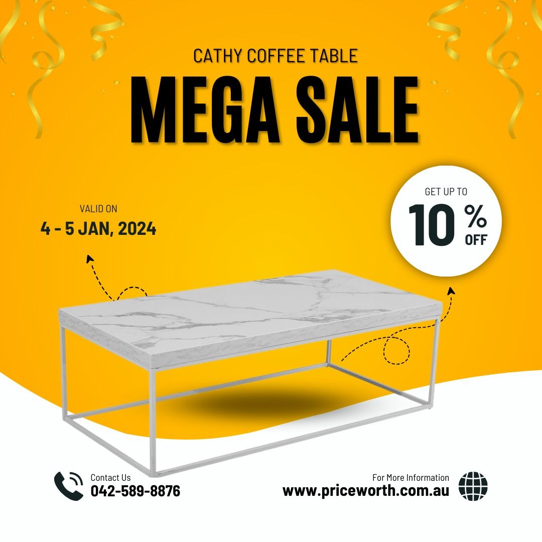 10 off CATHY COFFEE TABLE SALE!!!, Home & Furniture, Furniture on