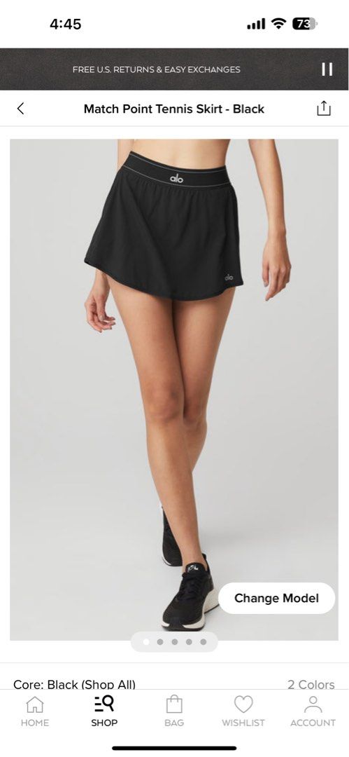 Alo yoga- Match Point Tennis Skirt- M (Black), Women's Fashion