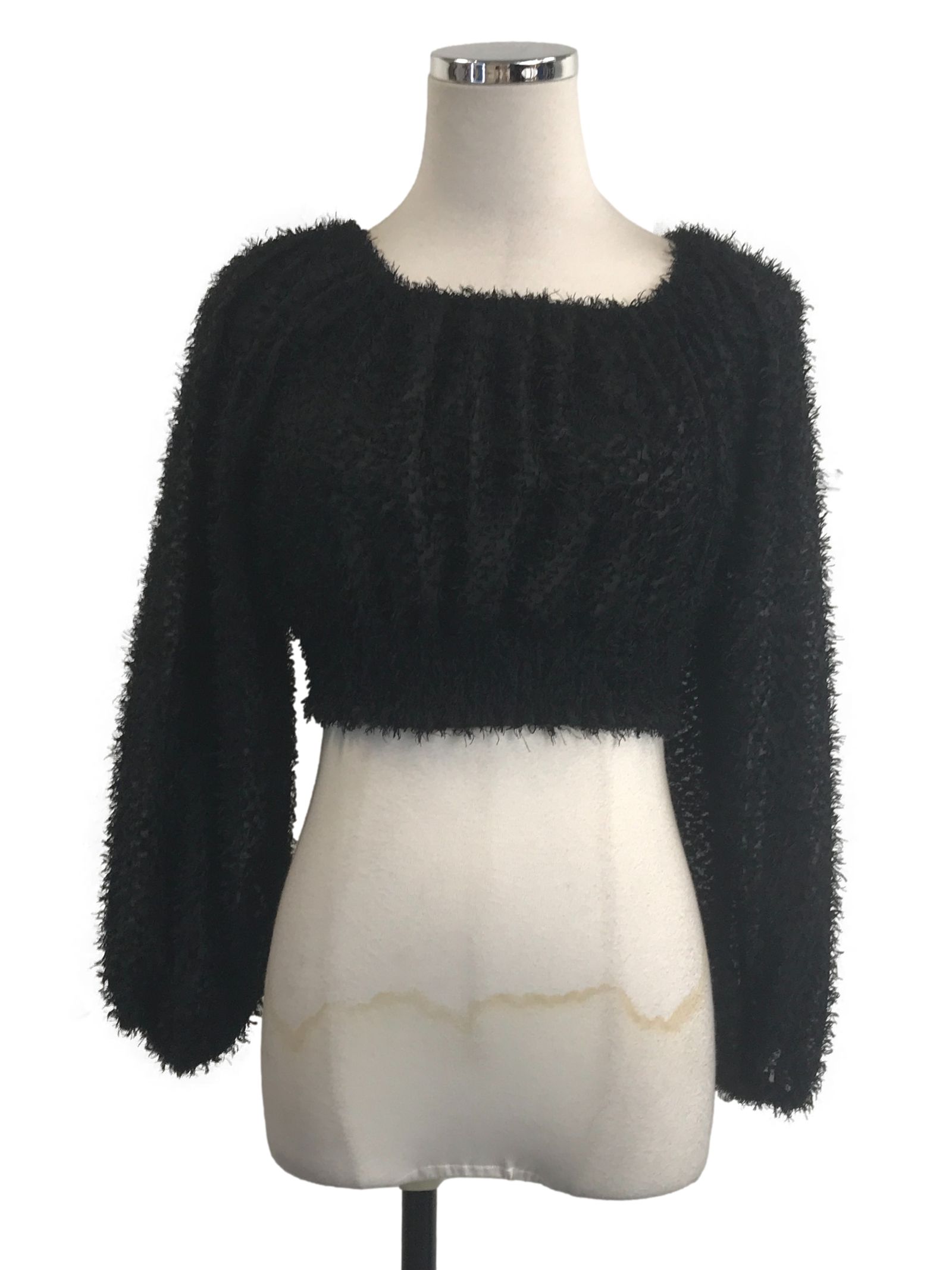Black fuzzy hotsell sweater crop top