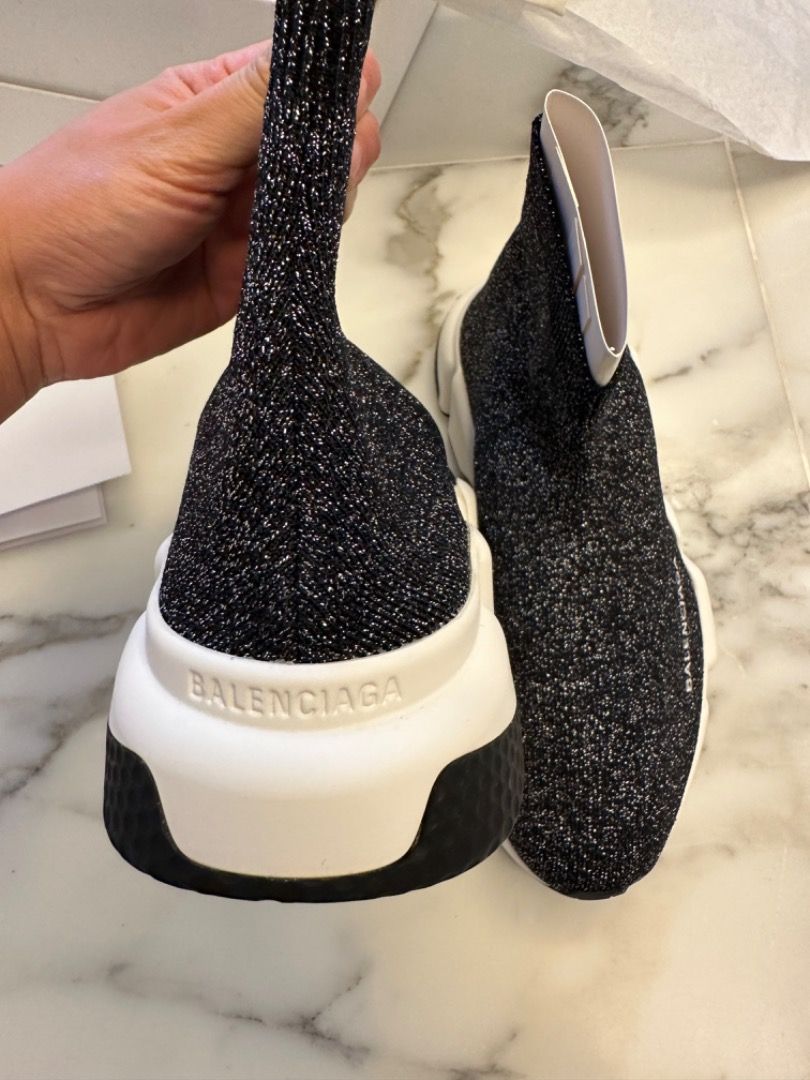 Balenciaga black glitter speed top trainers in sz38 Women s